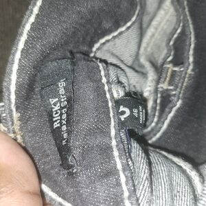 True Religion Men's Straight Jeans in Black with White Stitching